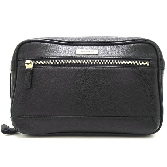 Burberry Shoulder Bag Clutch Leather Black - Picture 1 of 8